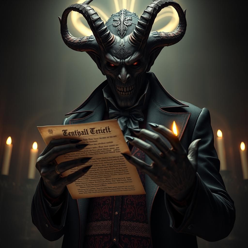 Demon Belial Holds a Runed Contract
