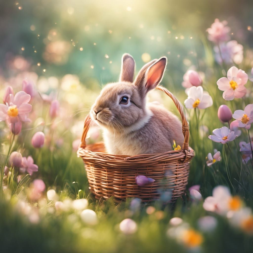 Whimsical Easter Scene in Watercolour Style