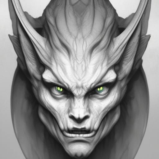 Demonic Gargoyle Portrait in Hyperdetailed Style
