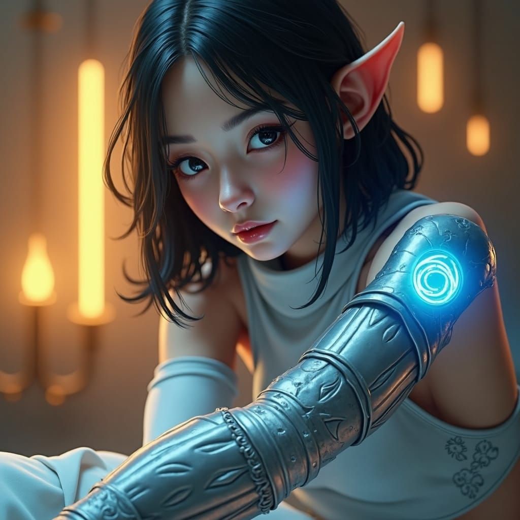 Fantasy Woman with Bracer: Matte Painting Style