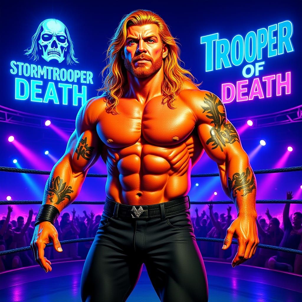 Ginger Wrestler in Futuristic Arena Splash Art