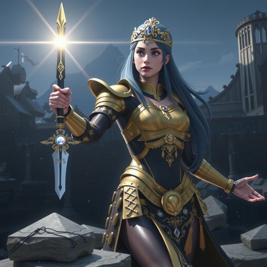 Ethereal Broad Sword in Vibrant Radial Gradient