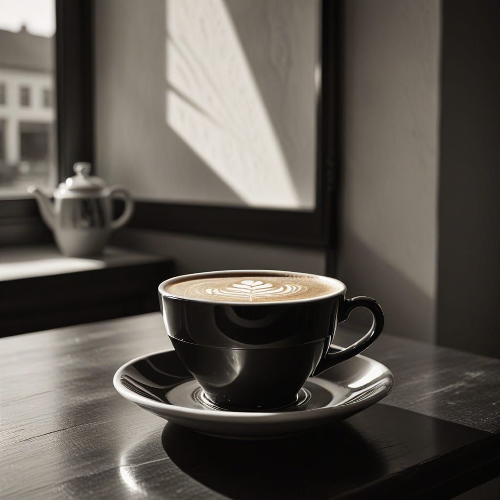 Elegant Film Noir Tea Cup Portrait in Sepia Tone
