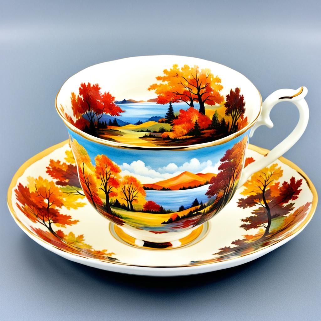 Autumn Landscape in Decorative Cup
