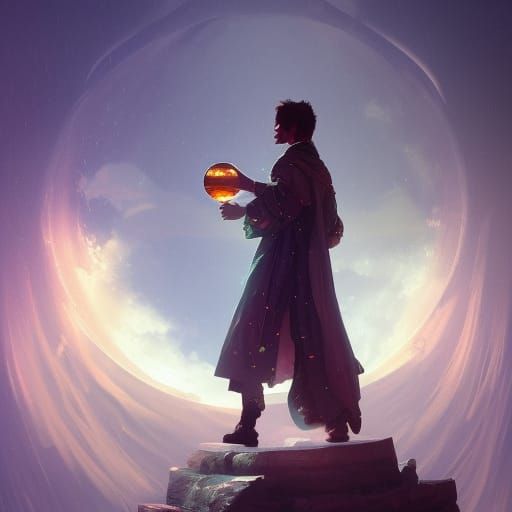 Wizard and Crystal Ball, Hyperdetailed Concept Art