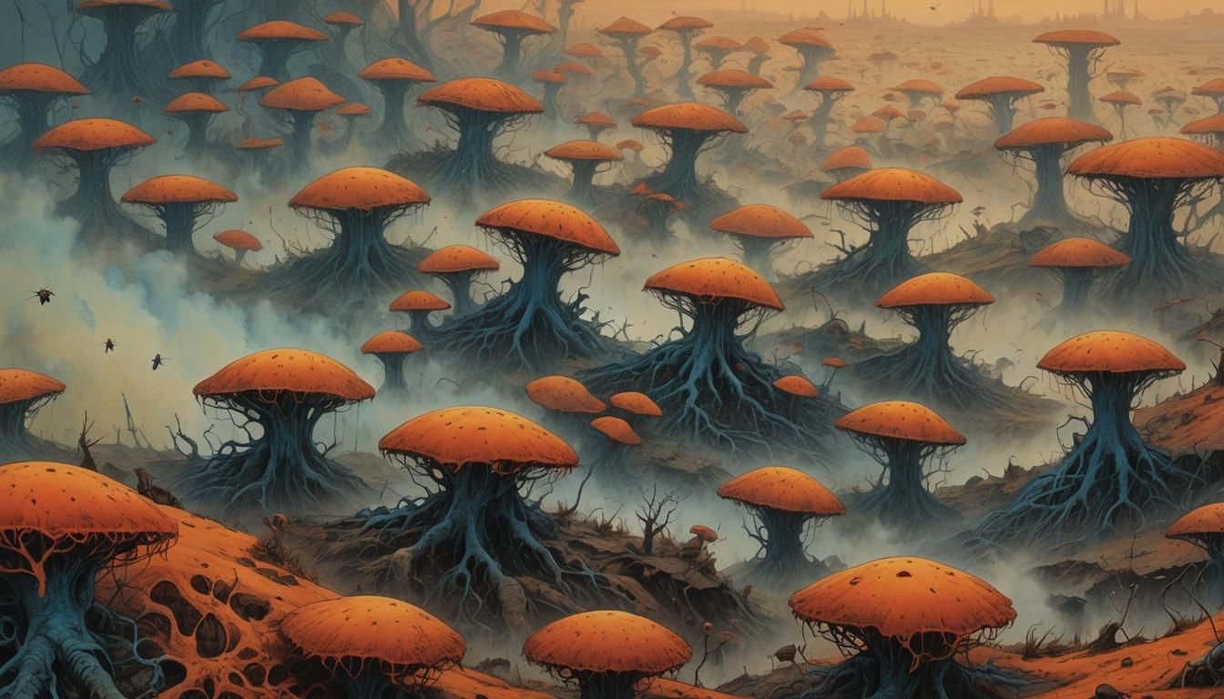 Eerie Comic Book Clones in Sci-Fi Landscape