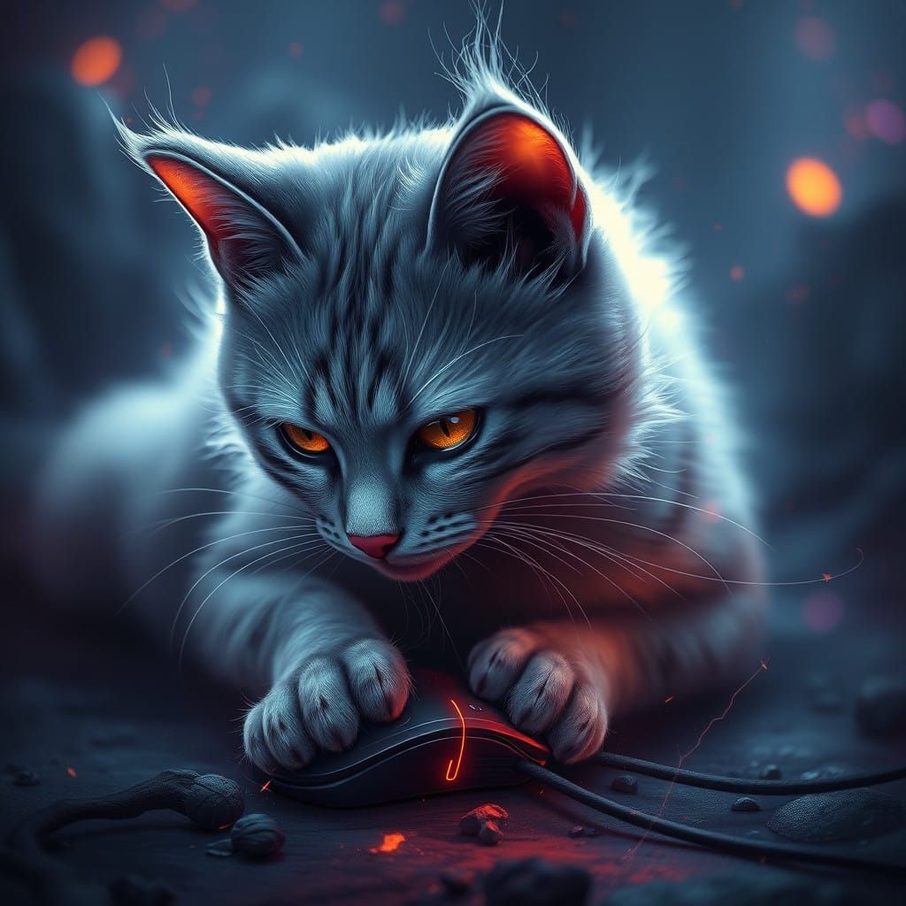 Fantastical Feline Encounter in Vivid Colors