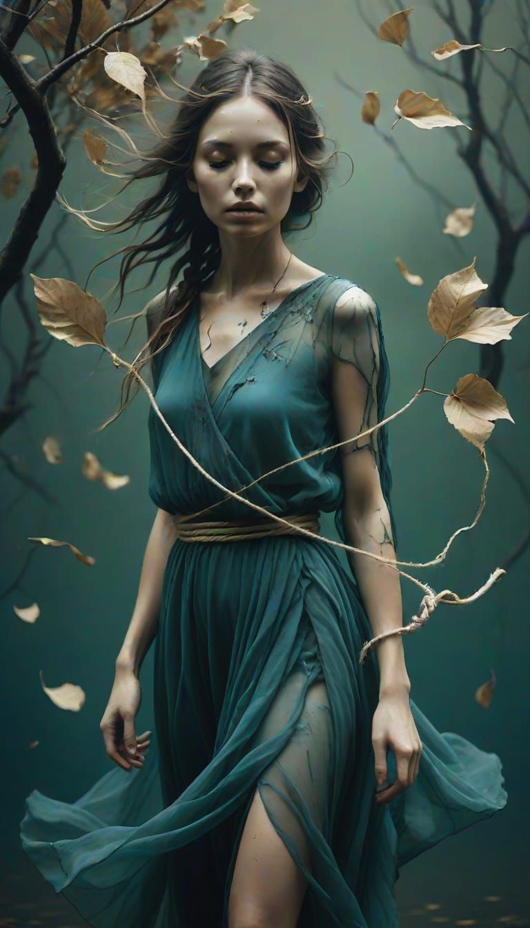 Surreal Faceless Figure in Dreamlike Double Exposure Art