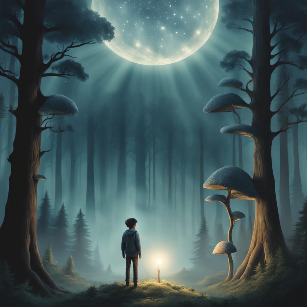 Mystical Forest Figure in Soft, Ethereal Glow