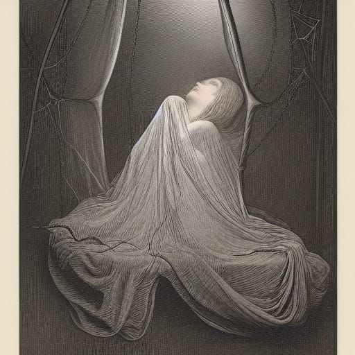 Woman in Spider Cocoon, Doré Style