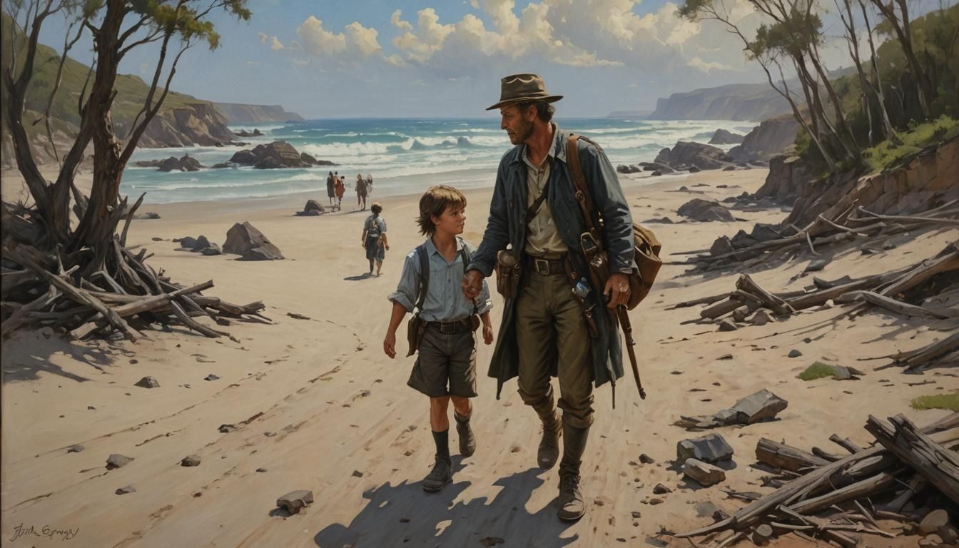 Pleading Figure in Oil Painting Style