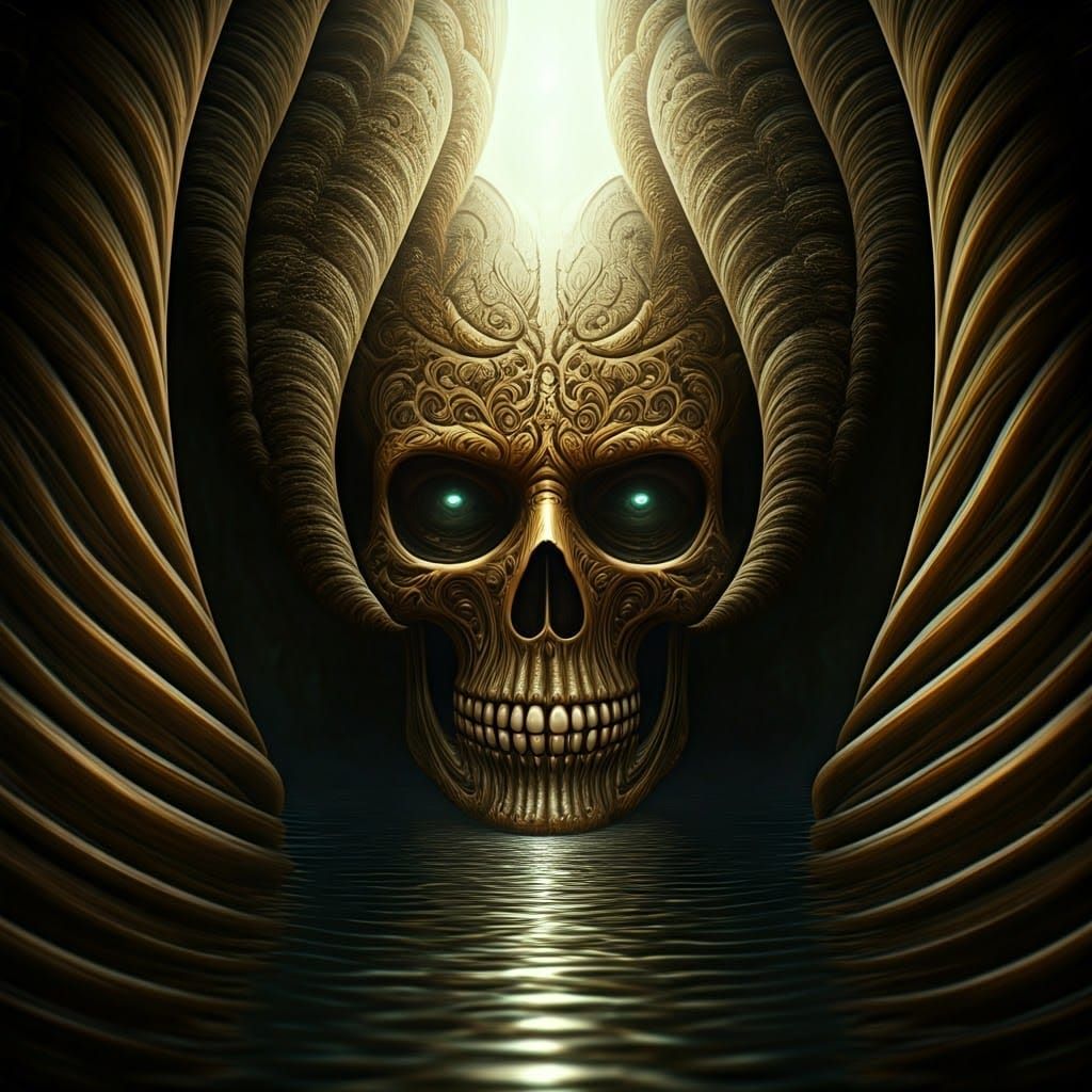 Ethereal Aetherpunk Aquatic Scene with Haunted Lake and Myst...