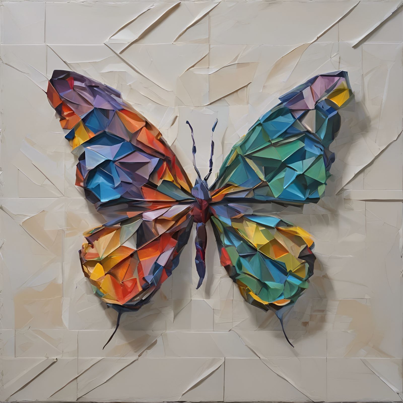 Geometric Butterfly as Impasto Painting