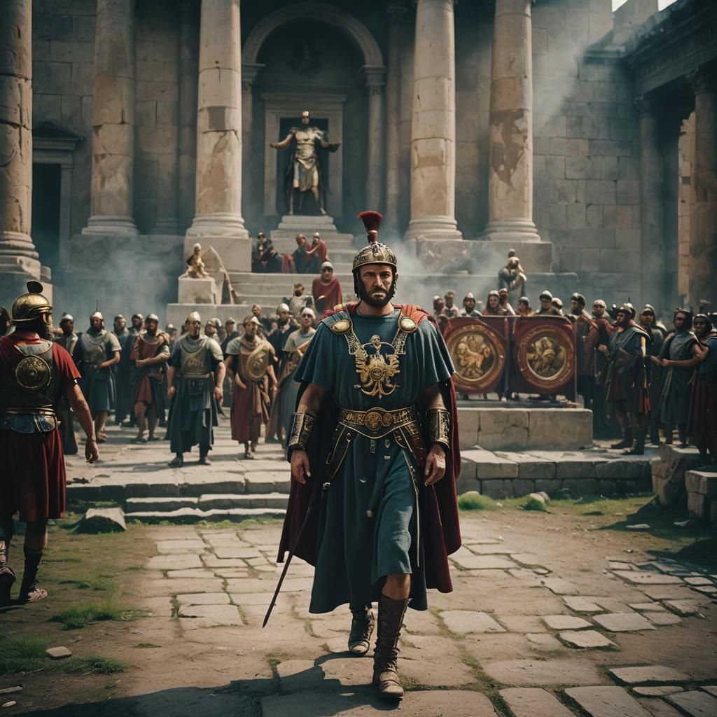 Dramatic Roman Emperor Film Still