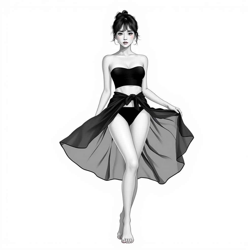 Classic Figure Study in High-Contrast Monochrome