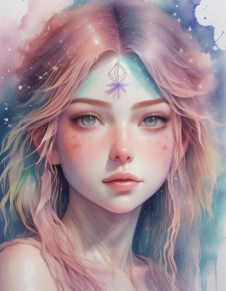 Whimsical Pastel Portrait in Watercolour Style