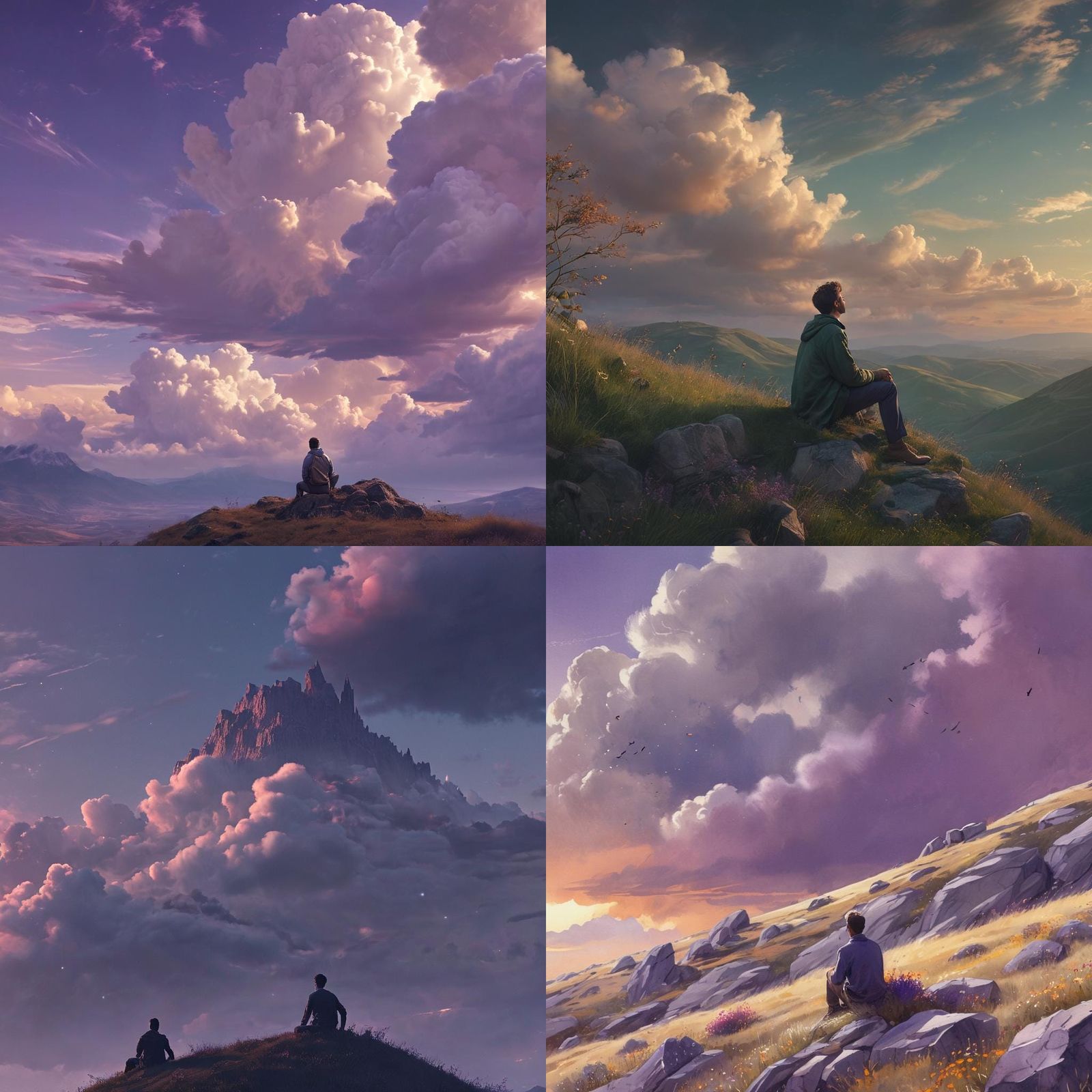 Man Contemplates Purple Sky: Fantasy Concept Art