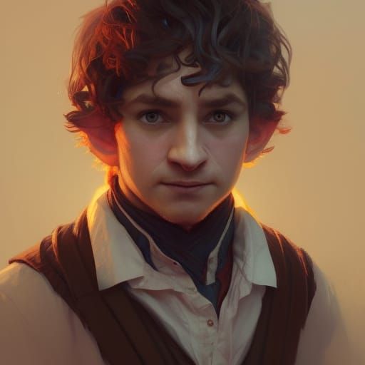 Halfling Bartender Portrait in Hyperdetailed Style