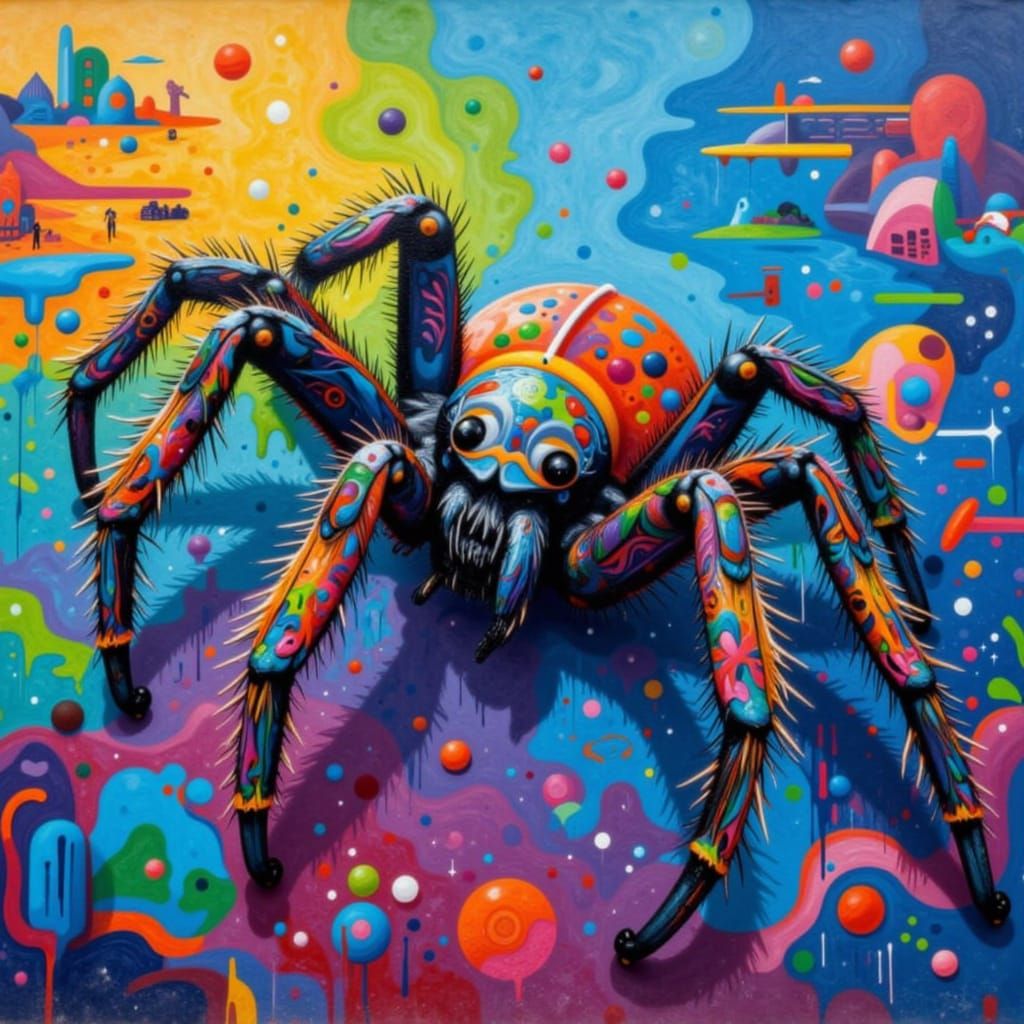 Vibrant Detailed Spider in Bright Colors
