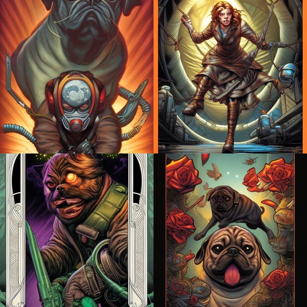Pug in Comic Book Art Style