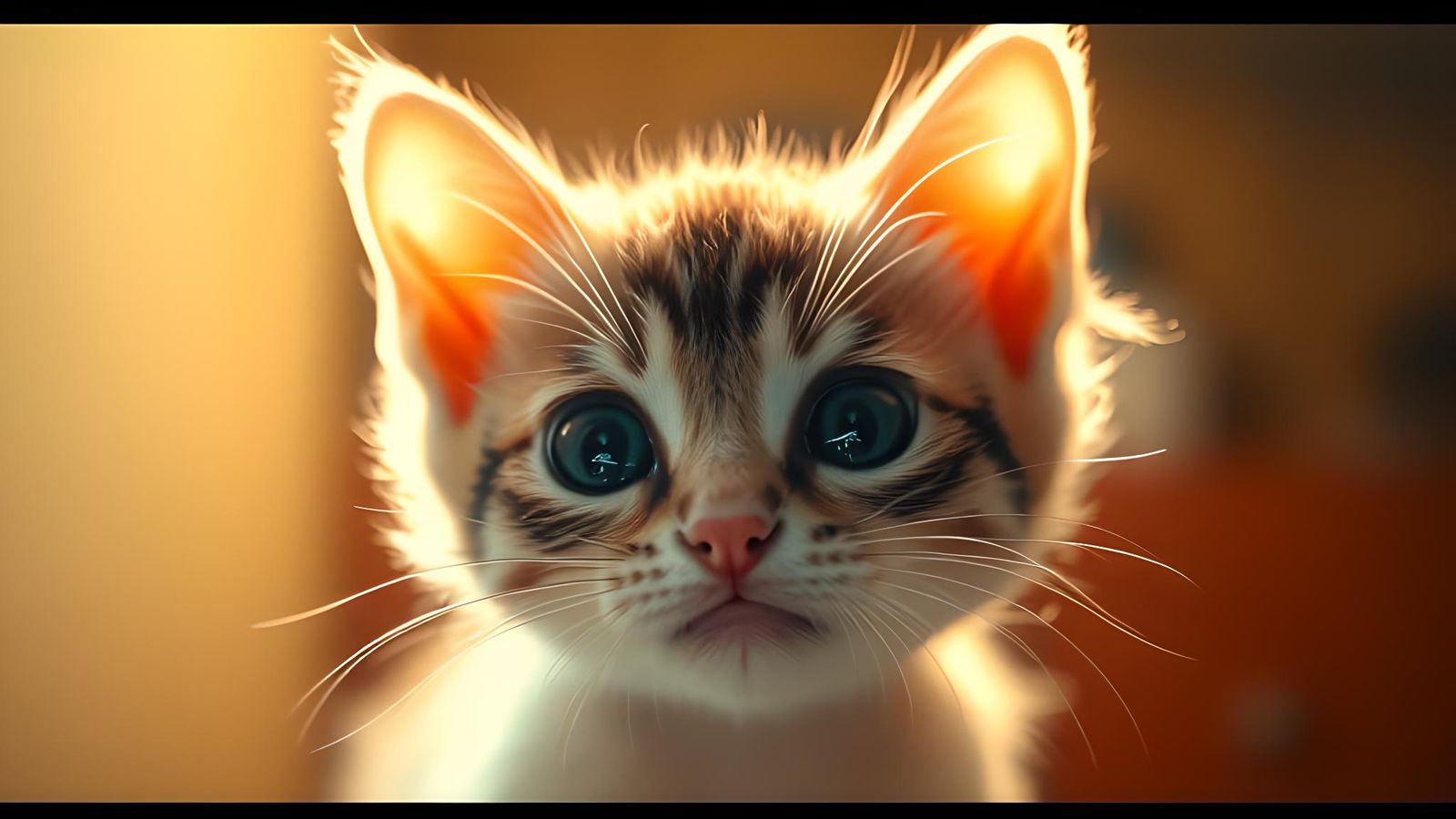 Kitten's Intense Gaze: A Cinematic Close-Up