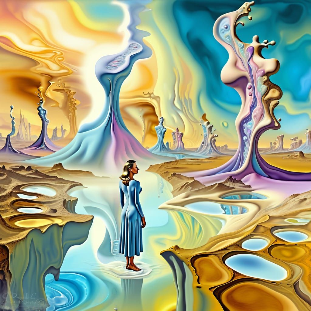 Surreal Woman in Dreamlike Landscape by Dali