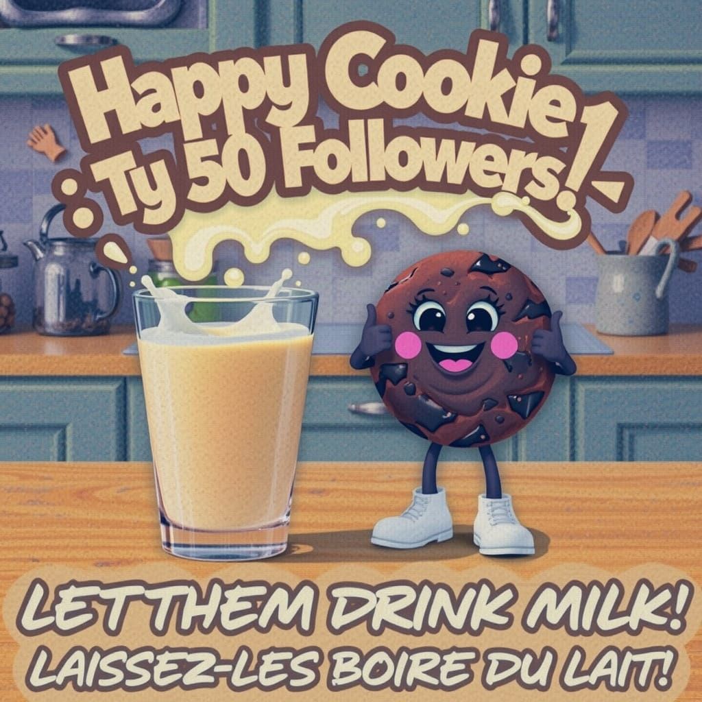 Milk Text Art with Cookie Character