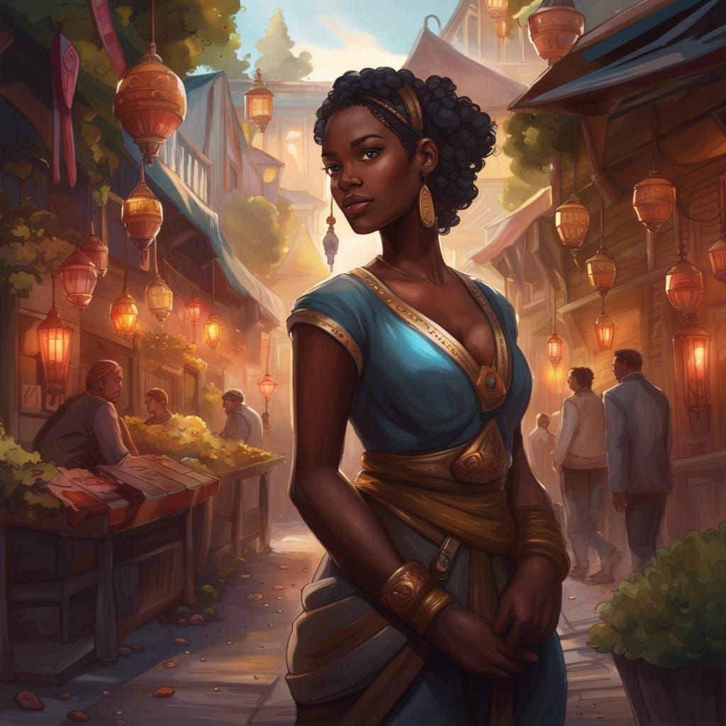 Medieval African Marketplace: Hyperdetailed Concept Art