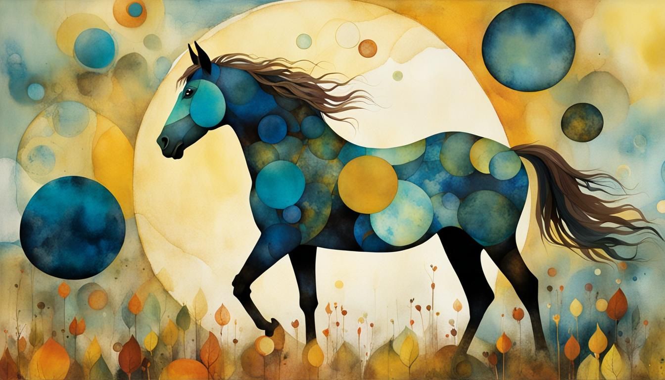 Horse Profile in Alcohol Inks and Watercolor