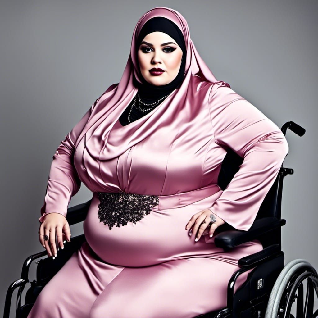 Curvy Woman in Niqab Sitting in Wheelchair