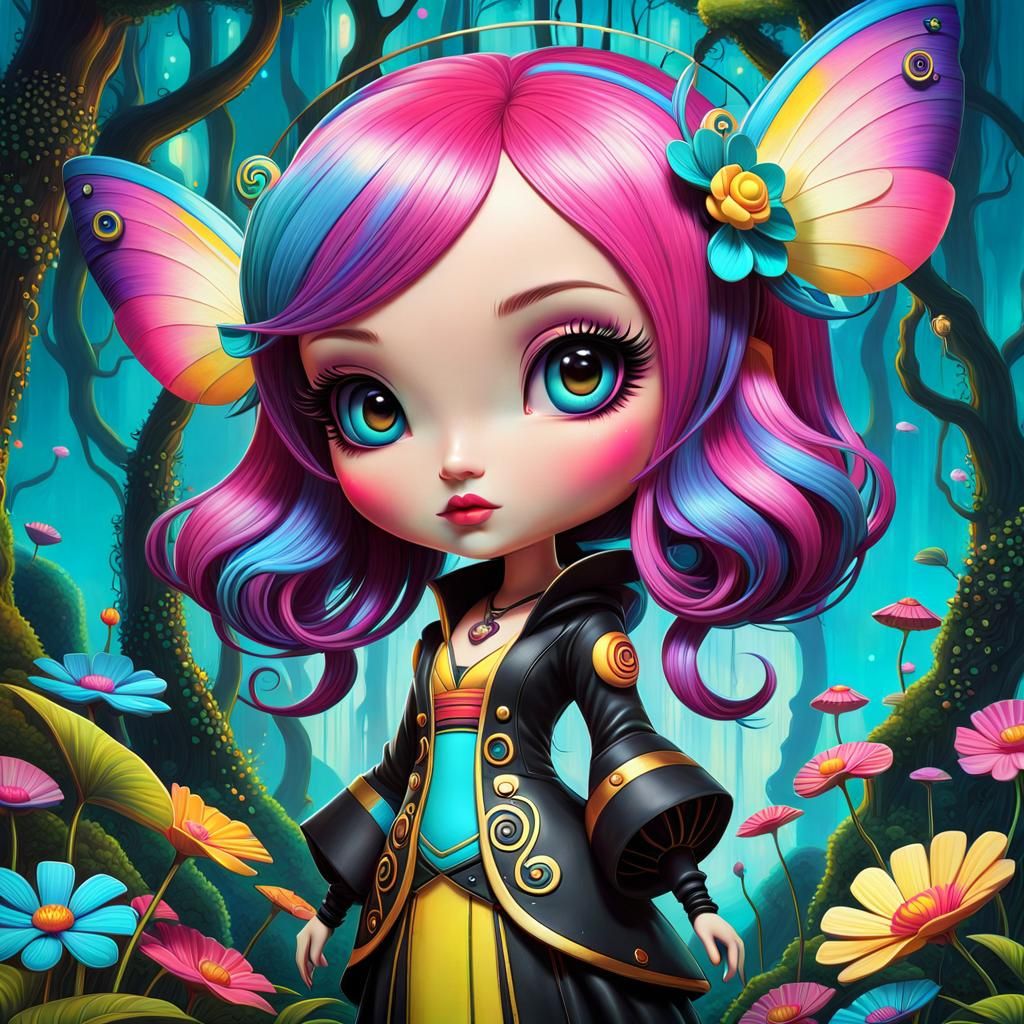 Colorful Cyberpunk Character in Pop Surrealism Style