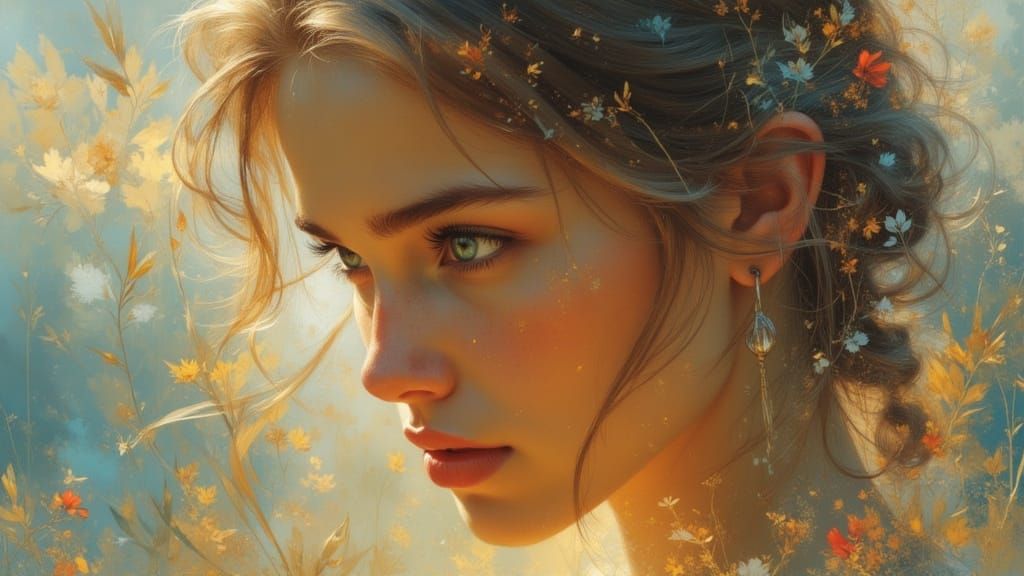 Nostalgic Portrait in Faded Pastels and Golden Hour Light