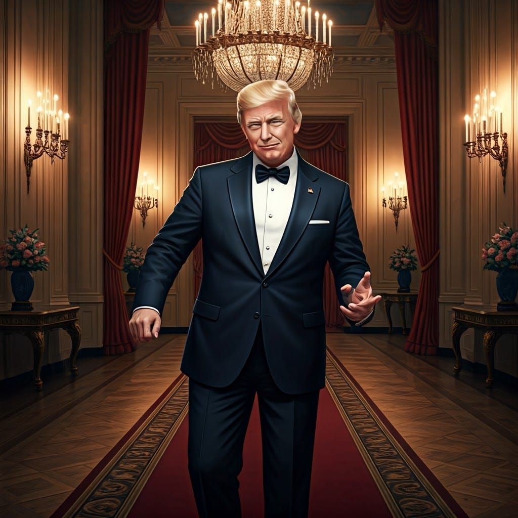 Trump Dancing in White House: 3D Anime Art