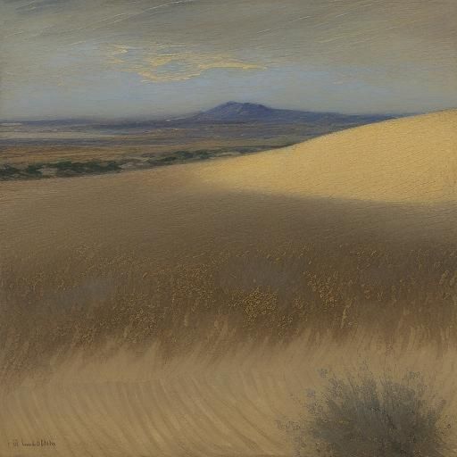 Wüste im Morgengrauen: Ein weicher, aquarellierter Himmel in...