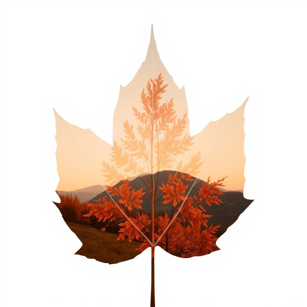Fall Leaf Outline in Vibrant Orange Hues