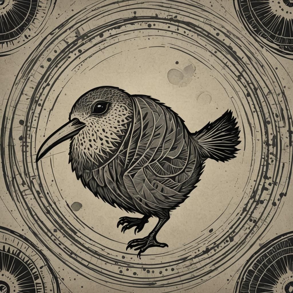 Neo-Futuristic Kiwi Bird Swoosh Logo