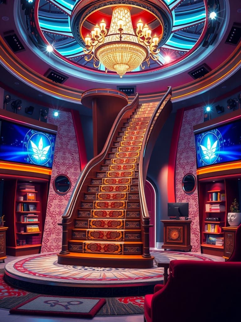 Luxurious Cruise Ship Television Studio in Splash Art Style