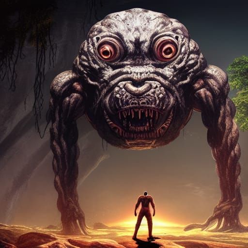 Bipedal Bio-Mech City in Jungle, Hyperrealistic Ink Drawing