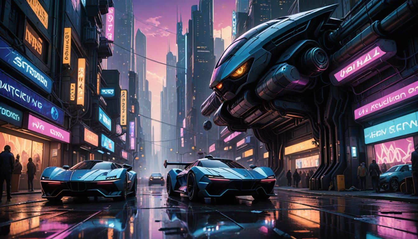 Epic Futuristic Metropolis in Vibrant Street Art Style