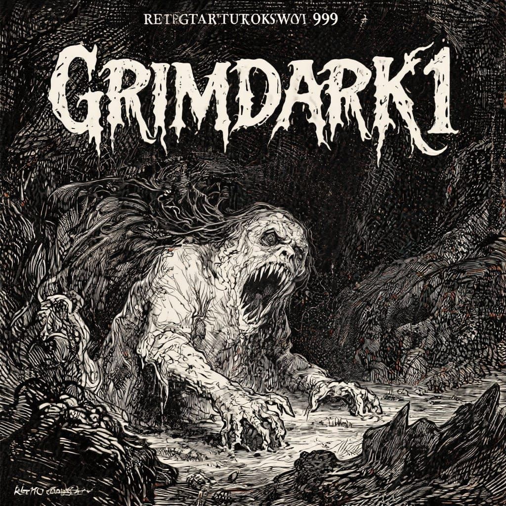 Grimdark Horror Landscape in Gustave Doré Style