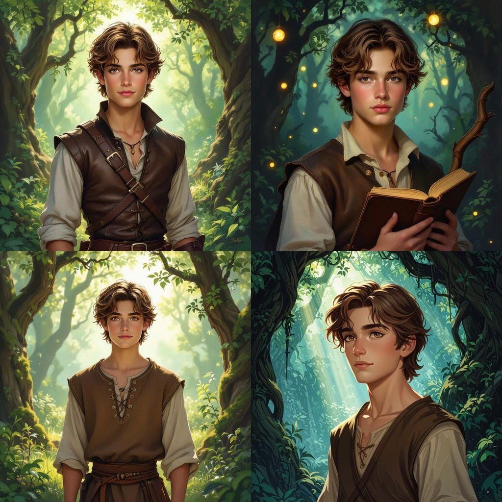 Fantasy Young Man with Light Brown Hair and Brown Eyes