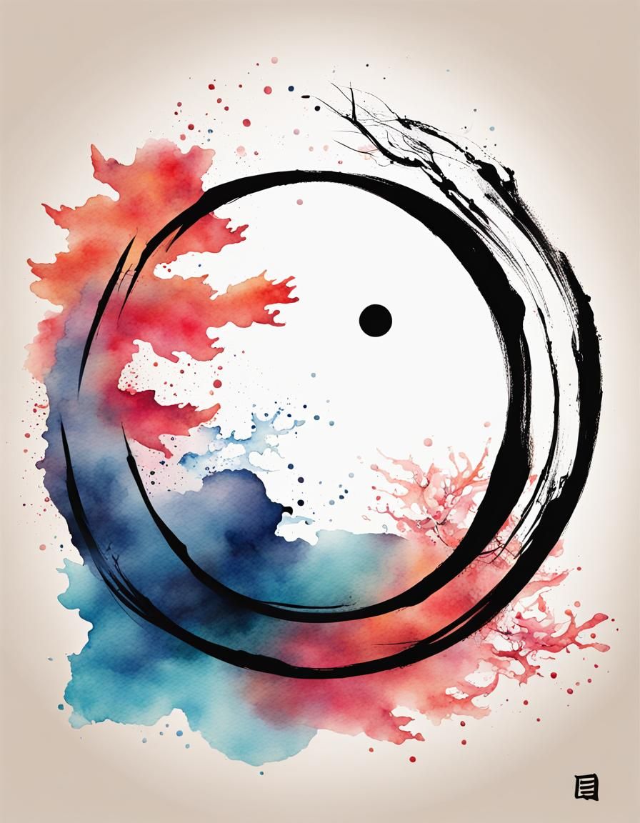 Ensō Circle Art in Watercolor and Ink