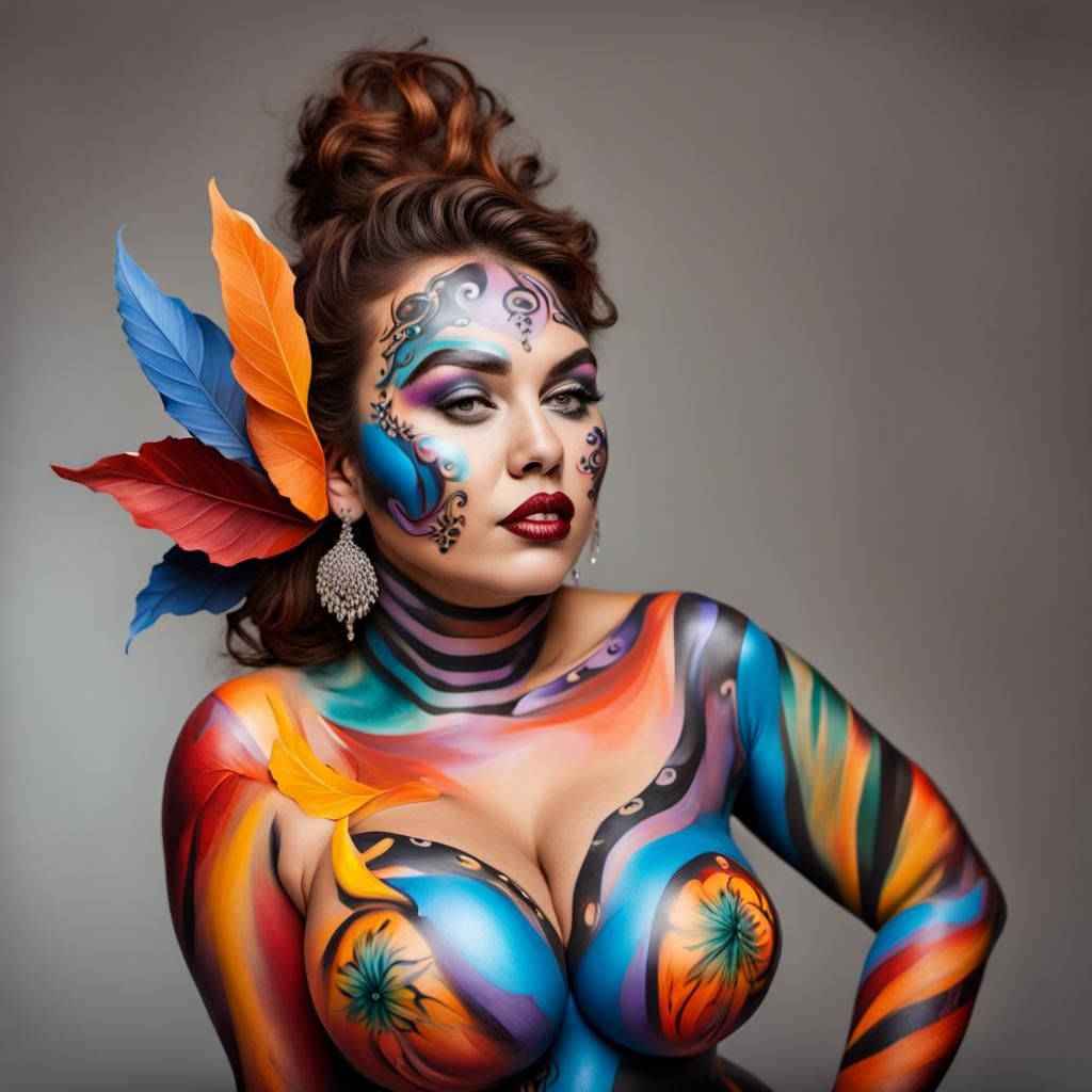 Plus Size Woman in Body Paint Art
