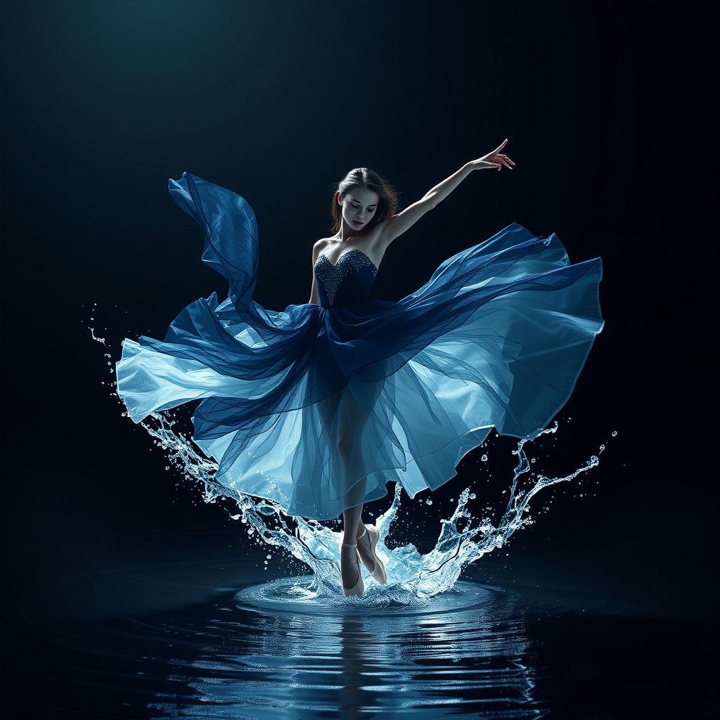 Ethereal Ballerina Dancing in Shimmering Water