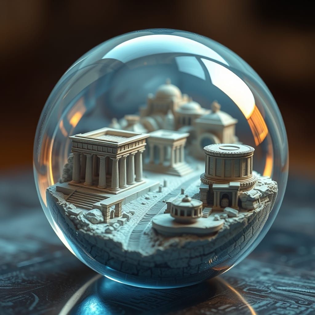 Glass Marble Reveals Ancient Greek Cityscape