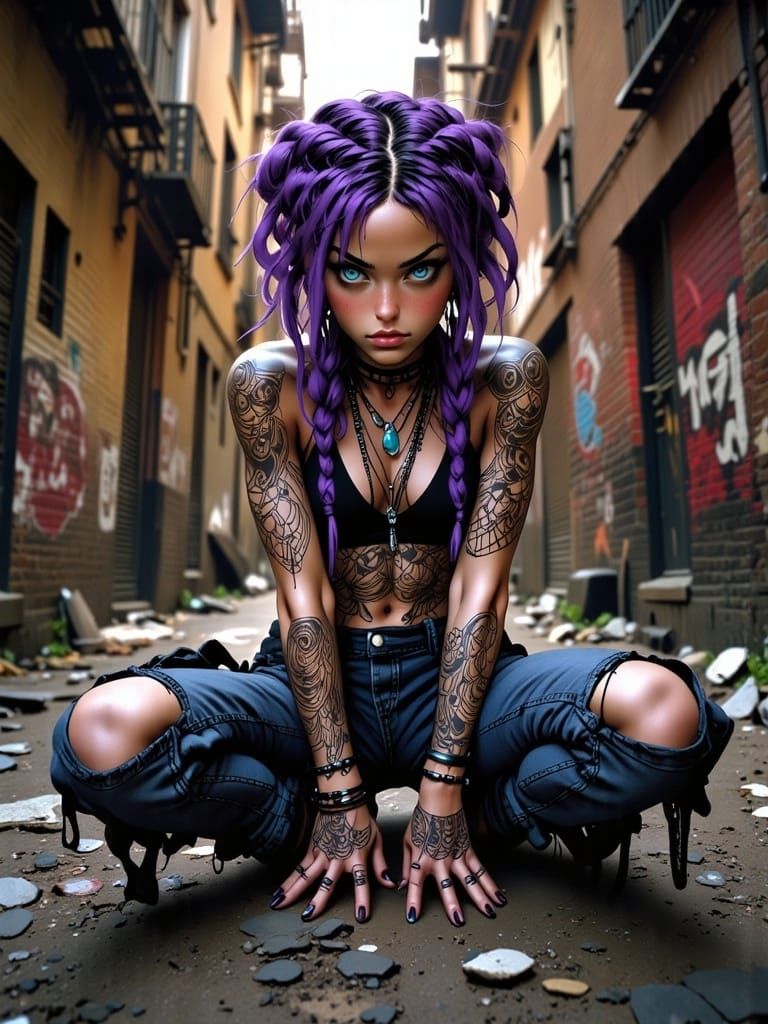 Female Street Dancer in Punk Style