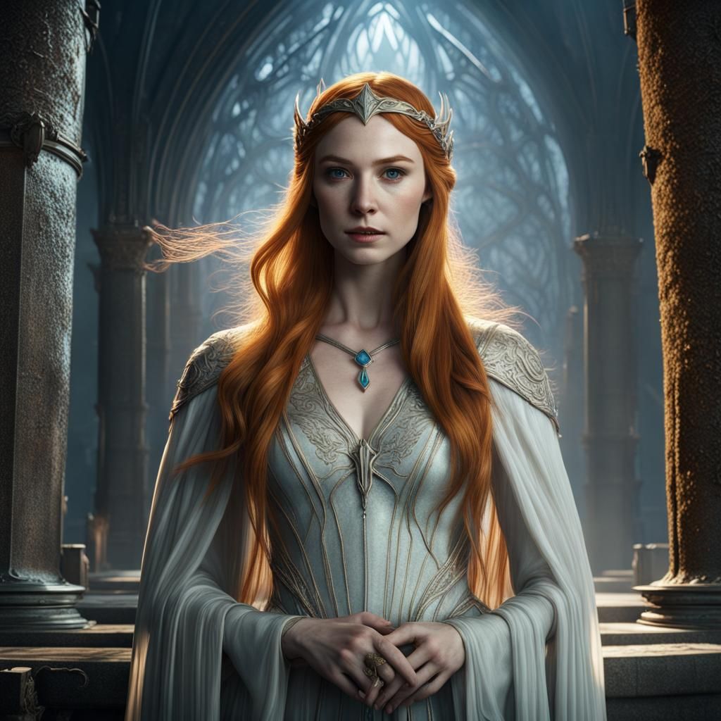 Karen Gillan as Galadriel: Detailed Fantasy Portrait