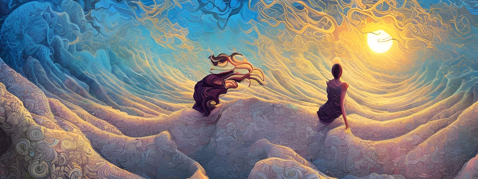 Surreal Sunsets in Dark Fantasy Style