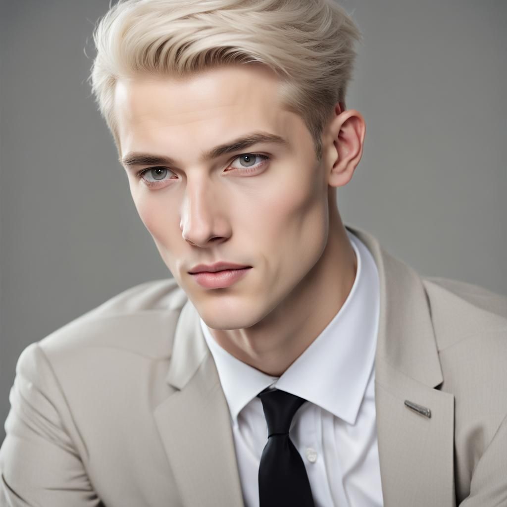 Sleek White-Blond Boy Portrait in Studio Lighting