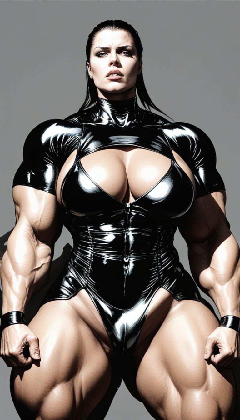 Hyperrealistic Female Bodybuilder in Illuminated Temple